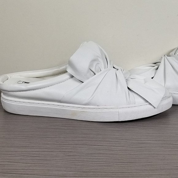 Halogen Manny Knotted Slip-On Sneaker, White Leather, Womens Size 9 - Picture 7 of 10